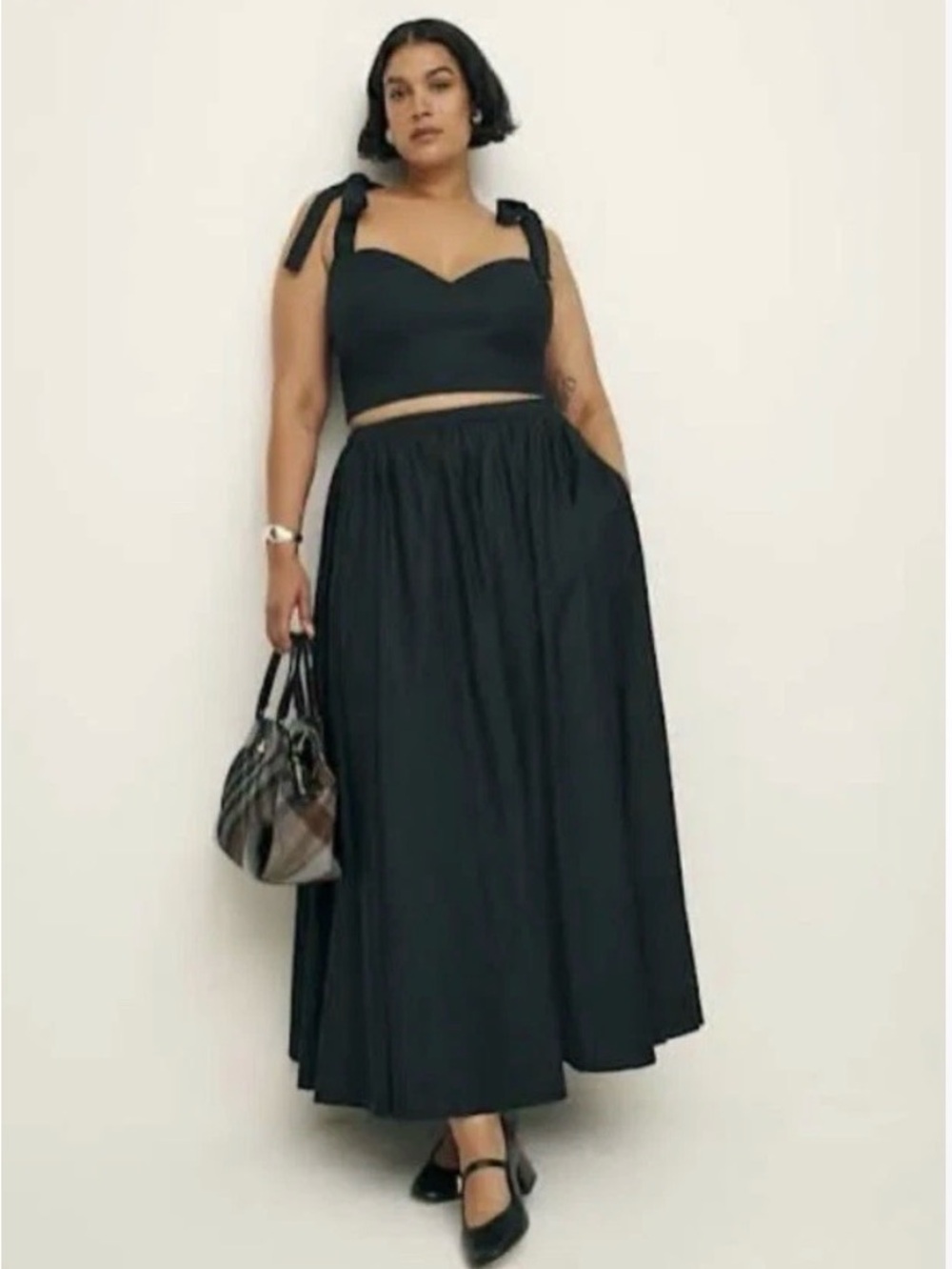 Reformation 2 piece top and skirt Black 14